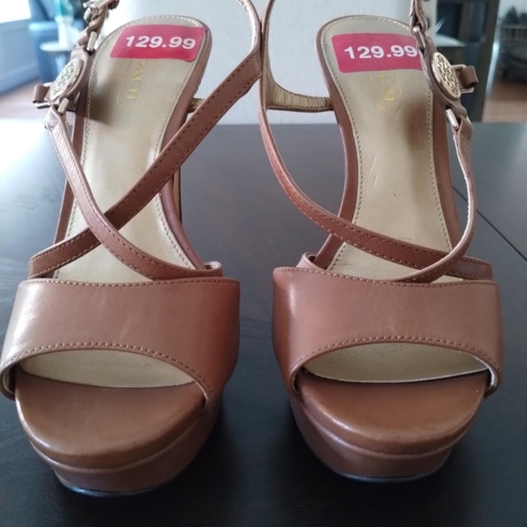 NEW COACH Elegant Tan High Heel Sandals - Picture 2 of 3